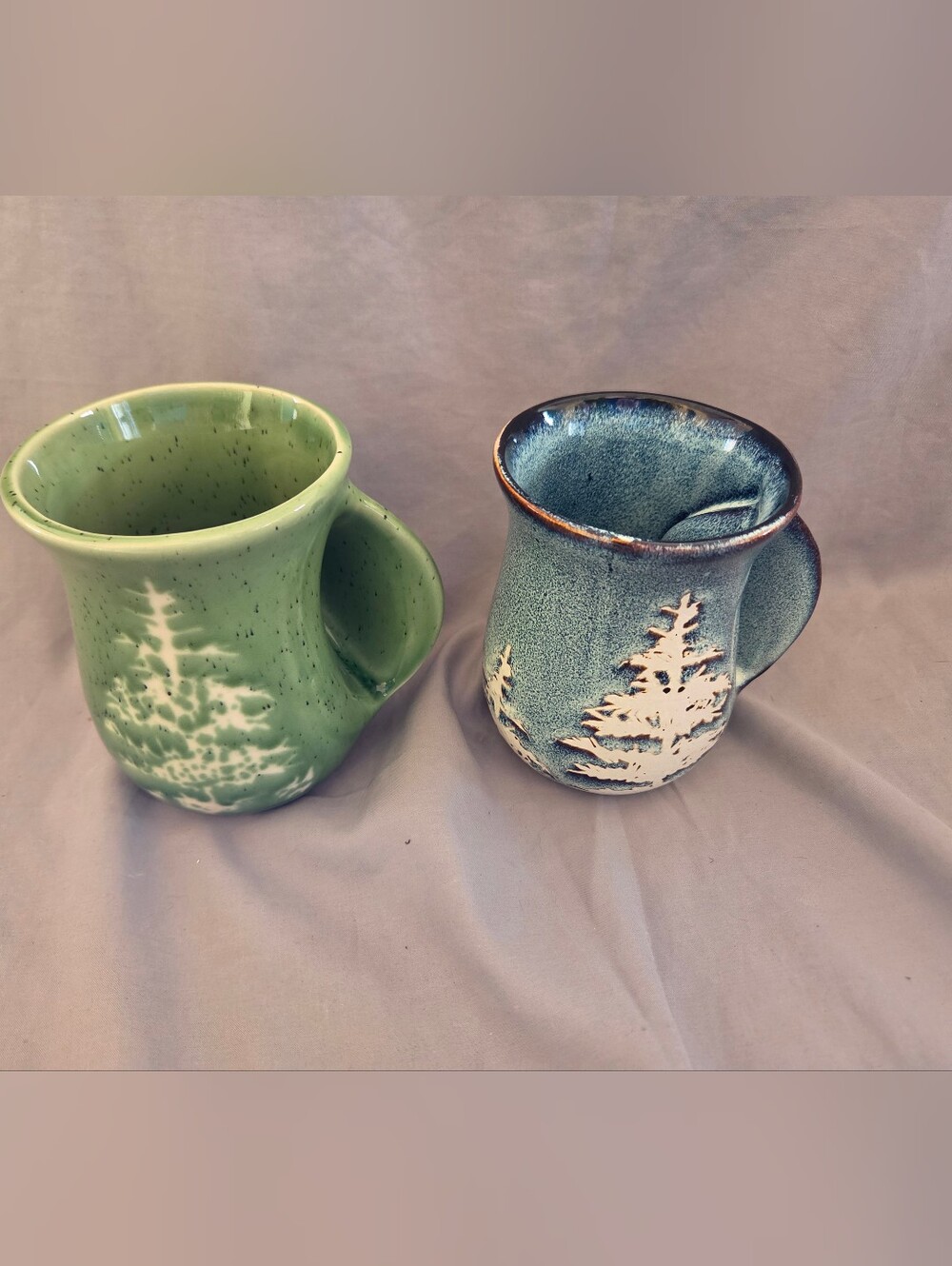Ceramic Handwarmer Mugs in Green and Teal - Artful Home Accent